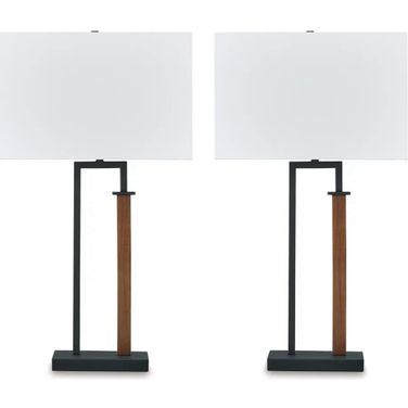 Voslen Table Lamp Set of 2 In Black and Brown