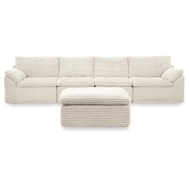 Vough 4-Piece Sectional with Ottoman In Ivory