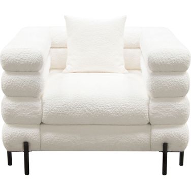 Vox Chair in Faux White Shearling with Black Powder Metal Legs