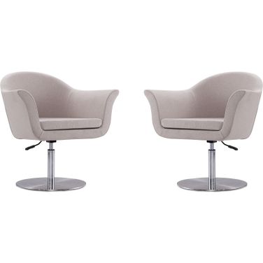 Voyager Swivel Adjustable Accent Chair in Barley and Brushed Metal (Set of 2)