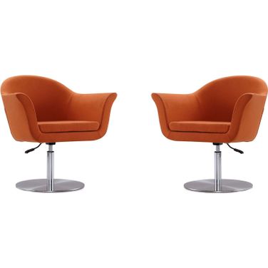 Voyager Swivel Adjustable Accent Chair in Orange and Brushed Metal (Set of 2)