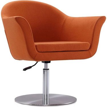 Voyager Swivel Adjustable Accent Chair in Orange and Brushed Metal