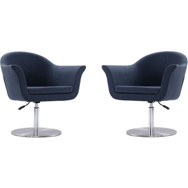 Voyager Swivel Adjustable Accent Chair in Smokey Blue and Brushed Metal (Set of 2)