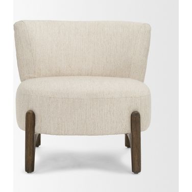 Vyra Wood with Fabric Accent Chair In Beige