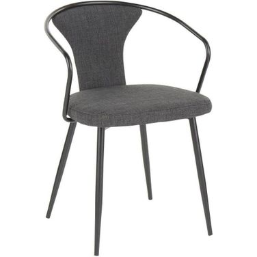 Waco Industrial Upholstered Chair In Black Metal And Dark Grey Fabric.