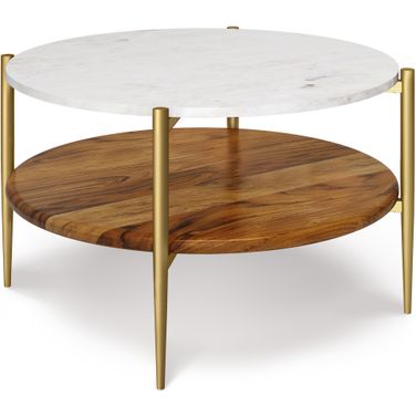 Wagner Solid Acacia Wood Coffee Table In White and Natural