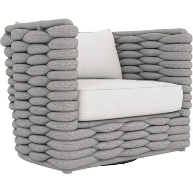 Wailea Nordic Gray Outdoor Swivel Chair In White and Cream