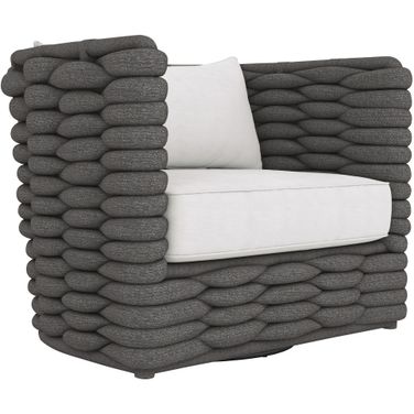 Wailea Outdoor Swivel Chair In White and Cream