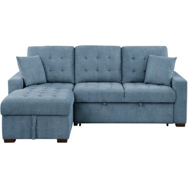 Waitsfield 2-Piece Sectional with Left Chaise, Pull-out Bed and Hidden Storage In Blue