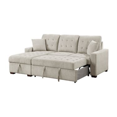 Waitsfield 2-Piece Sectional with Left Chaise, Pull-out Bed and Hidden Storage In Brown