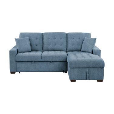 Waitsfield 2-Piece Sectional with Right Chaise, Pull-out Bed and Hidden Storage In Blue