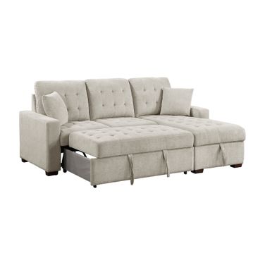 Waitsfield 2-Piece Sectional with Right Chaise, Pull-out Bed and Hidden Storage In Brown