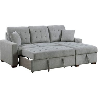 Waitsfield 2-Piece Sectional with Right Chaise, Pull-out Bed and Hidden Storage In Gray