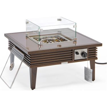 Walbrooke Outdoor Patio Square Slats Design Fire Pit Side Table In Brown