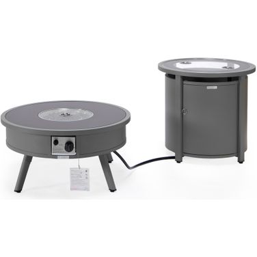 Walbrooke Patio Round Fire Pit and Tank Holder In Grey