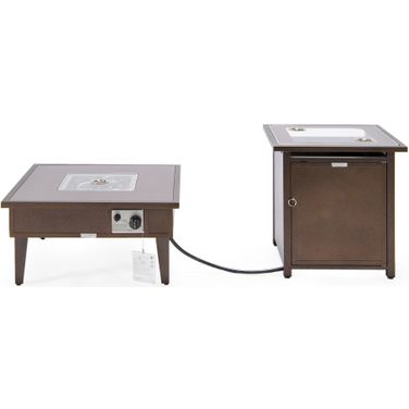 Walbrooke Patio Square Fire Pit and Tank Holder In Brown