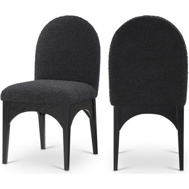 Waldorf Boucle Fabric Dining Side Chair In Black