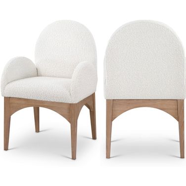 Waldorf Boucle Fabric Dining Chair In Cream/Natural