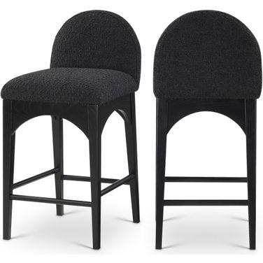 Waldorf Boucle Fabric Stool In Black