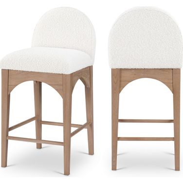 Waldorf Boucle Fabric Stool In Cream