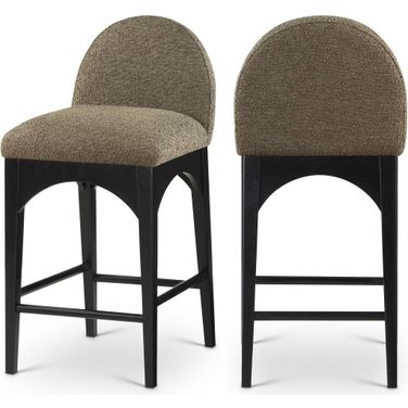 Waldorf Boucle Fabric Stool In Olive/Black