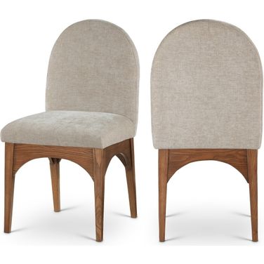 Waldorf Chenille Fabric Dining Side Chair In Beige/walnut