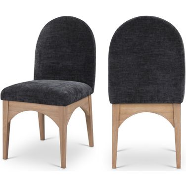 Waldorf Chenille Fabric Dining Side Chair In Black/Natural