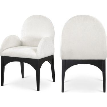 Waldorf Chenille Fabric Dining Arm Chair In Cream/Black