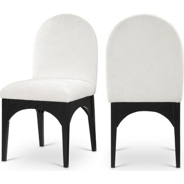 Waldorf Chenille Fabric Dining Side Chair In Cream/Black