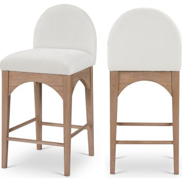 Waldorf Chenille Fabric Stool In Cream/Natural