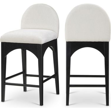 Waldorf Chenille Fabric Stool In Cream/Black