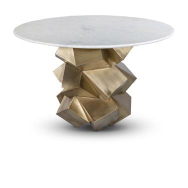 Walker Dining Table In White and Brass