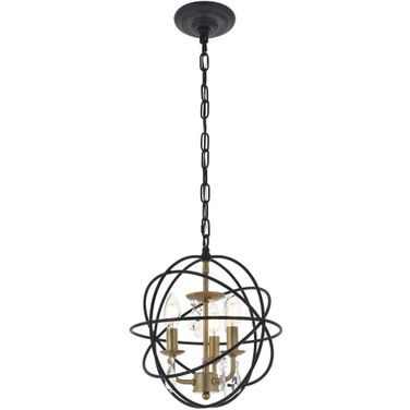 Wallace 3 Light Matte Black And Brass Pendant