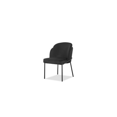 Wallen Dining Chair Set of 2 Black Powder Coated Steel Base In Crow Black