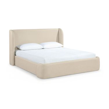 Warby Vegan Leather Upholstered Full Bed In Beige