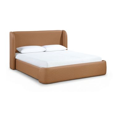 Warby Vegan Leather Upholstered Full Bed In Cognac