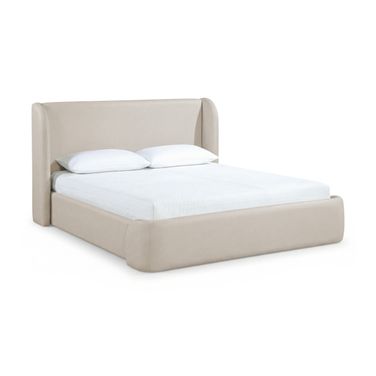 Warby Vegan Leather Upholstered Queen Bed In Taupe