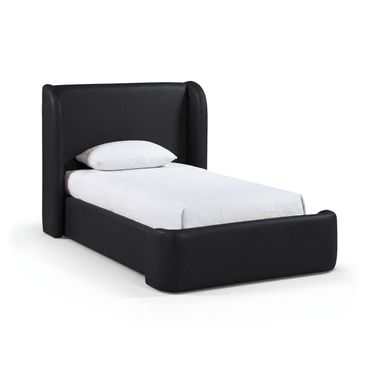 Warby Vegan Leather Upholstered Twin Bed In Black