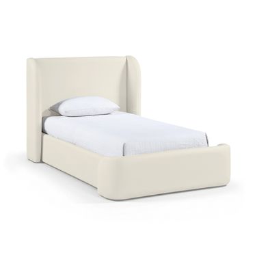 Warby Vegan Leather Upholstered Twin Bed In Cream