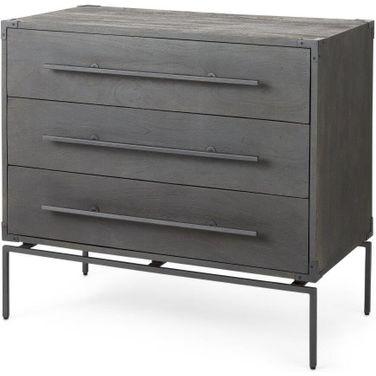 Ward Brown Wood And Iron 3 Drawer Accent Cabinet