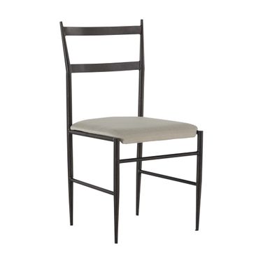 Ward Dining Chair Set of 2 In Brushed Black and Soft Linen