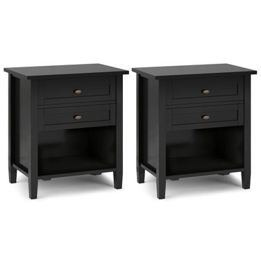 Warm Shaker 24 Inch Solid Wood Night Stand Set of 2 In Black