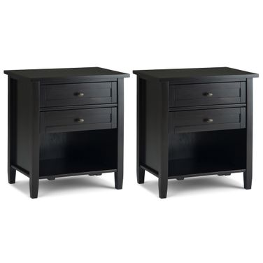 Warm Shaker 24 Inch Solid Wood Night Stand Set of 2 In Hickory Brown