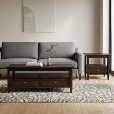 Warm Shaker Occasional Table Set In Tobacco Brown
