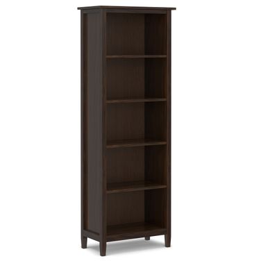 Warm Shaker Solid Wood 5 Shelf Bookcase In Tobacco Brown