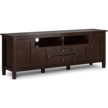 Warm Shaker Solid Wood 72 Inch TV Media Stand In Russet Brown