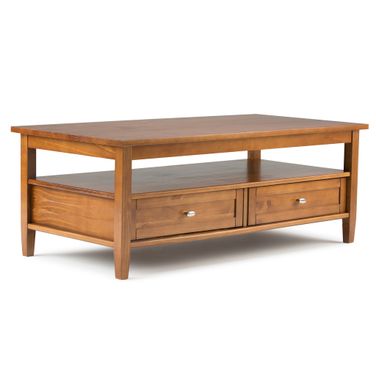 Warm Shaker Solid Wood Coffee Table In Light Golden Brown