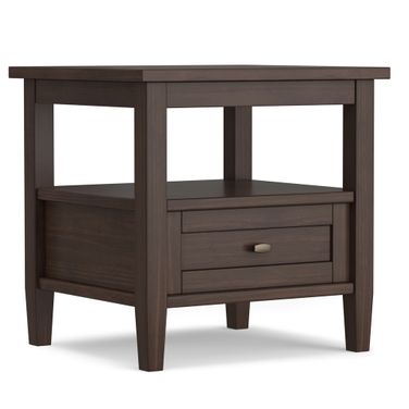 Warm Shaker Solid Wood End Table In Warm Walnut Brown