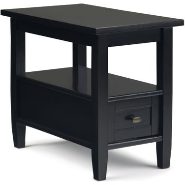 Warm Shaker Solid Wood Narrow Side Table In Black