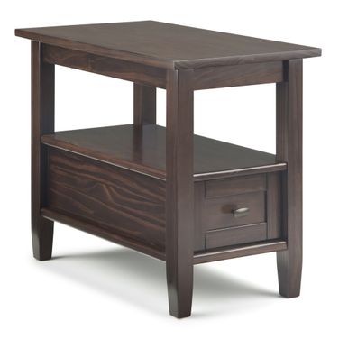 Warm Shaker Solid Wood Narrow Side Table In Tobacco Brown